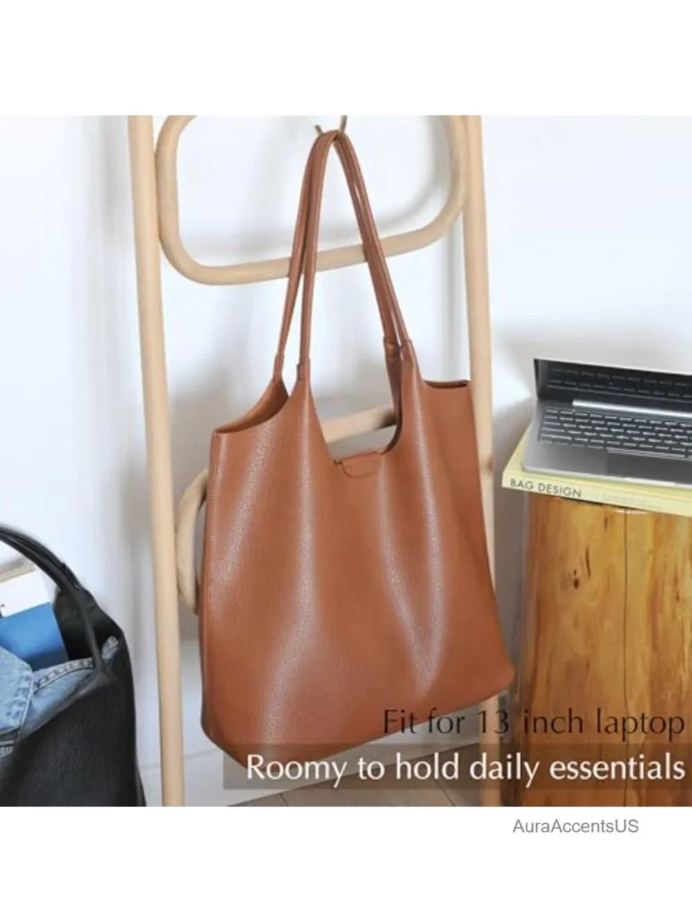 Vegan Leather Hobo Tote Bag Women Magnetic Snap Shoulder Purse